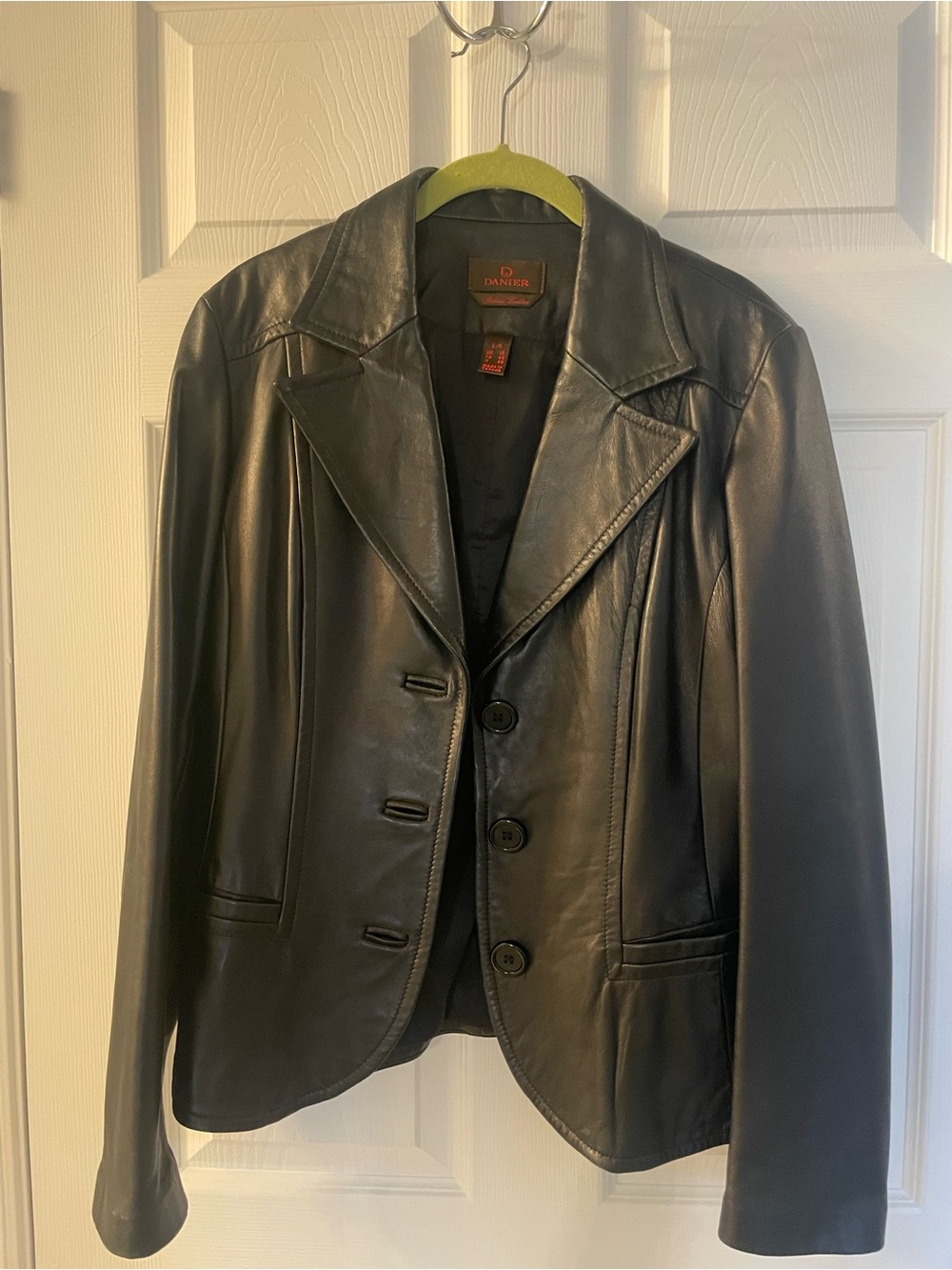 Danier Black Leather Tailored Button Blazer